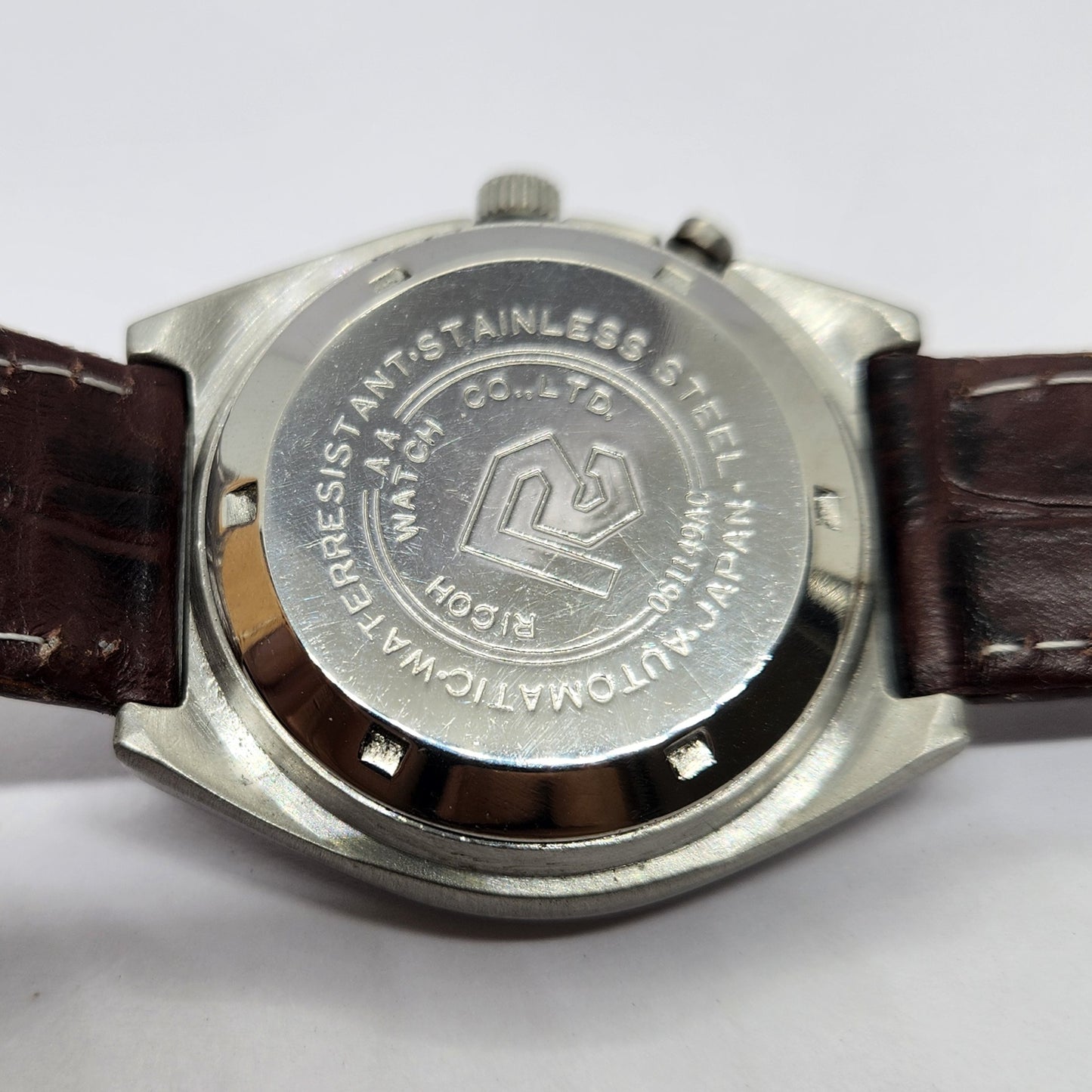 Vintage Ricoh R31 Automatic Blue Face New Strap 21 Jewels Day-Date Men's Wrist Watch R49