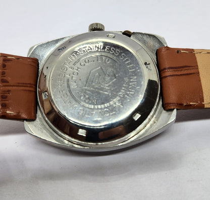 Vintage Ricoh R31 Automatic Blue Face New Strap 21 Jewels Day-Date Men's Wrist Watch R51
