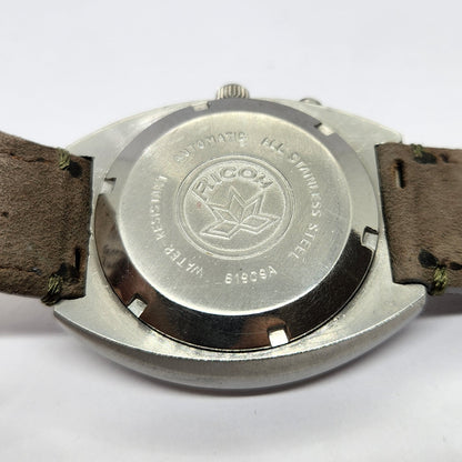 Vintage Ricoh R31 Automatic White Face New Strap 21 Jewels Day-Date Men's Wrist Watch R53