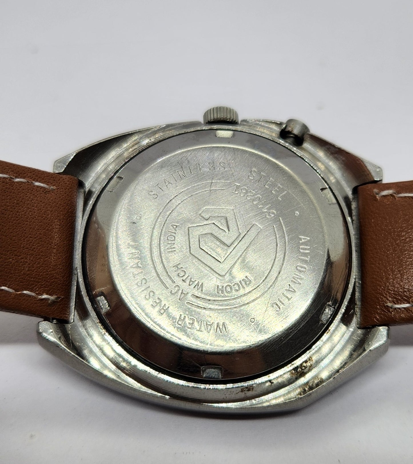 Vintage Ricoh R31 Automatic Brown Face New Strap 21 Jewels Day-Date Men's Wrist Watch R54