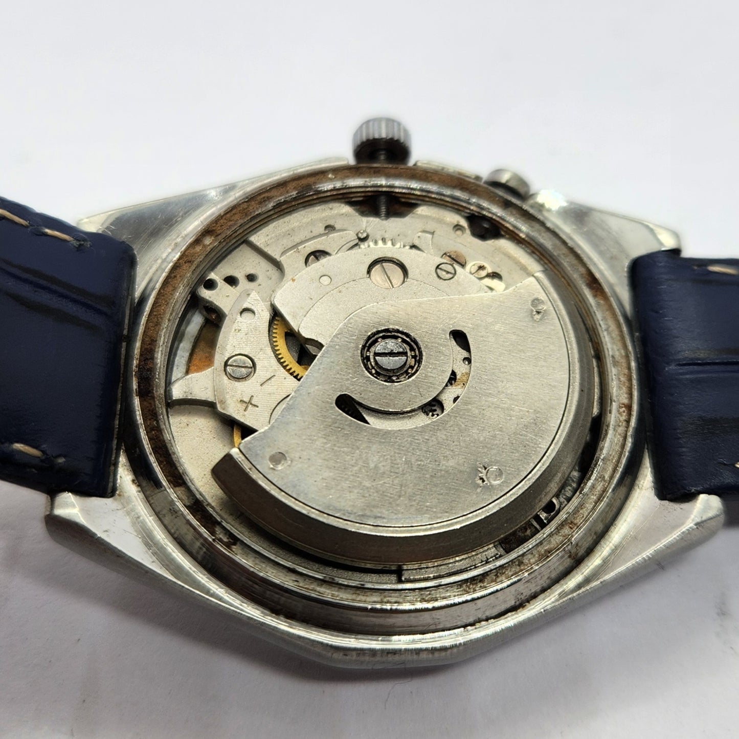 Vintage Ricoh R31 Automatic Blue Face New Strap 21 Jewels Day-Date Men's Wrist Watch R55