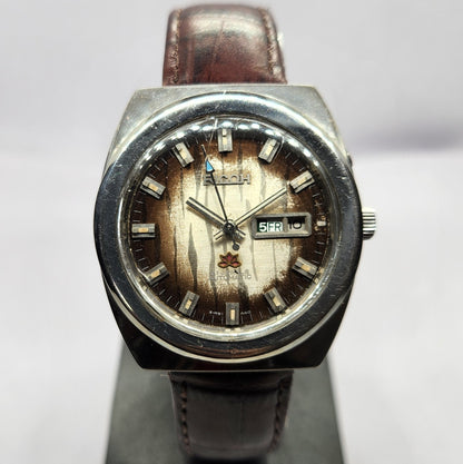Vintage Ricoh R31 Automatic Brown Face New Strap 21 Jewels Day-Date Men's Wrist Watch R56