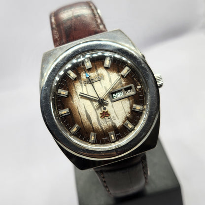 Vintage Ricoh R31 Automatic Brown Face New Strap 21 Jewels Day-Date Men's Wrist Watch R56