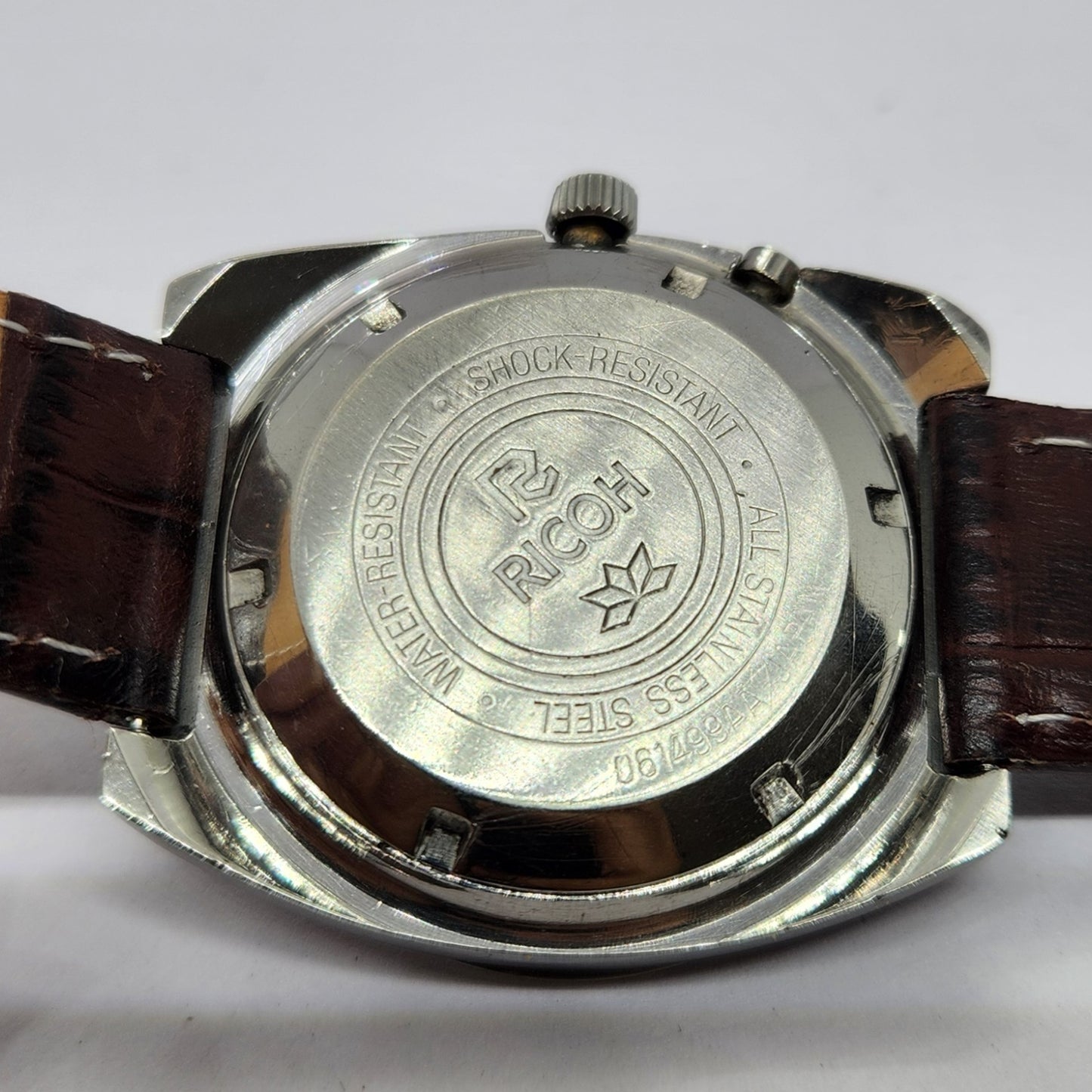 Vintage Ricoh R31 Automatic Brown Face New Strap 21 Jewels Day-Date Men's Wrist Watch R56