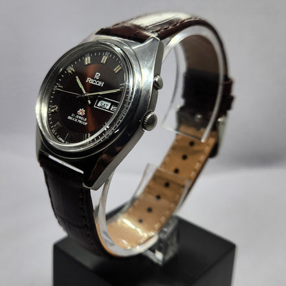 Vintage Ricoh R31 Automatic Brown Face New Strap 21 Jewels Day-Date Men's Wrist Watch R58