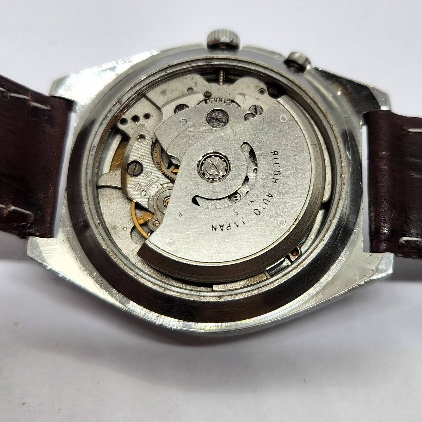 Vintage Ricoh R31 Automatic Brown Face New Strap 21 Jewels Day-Date Men's Wrist Watch R58