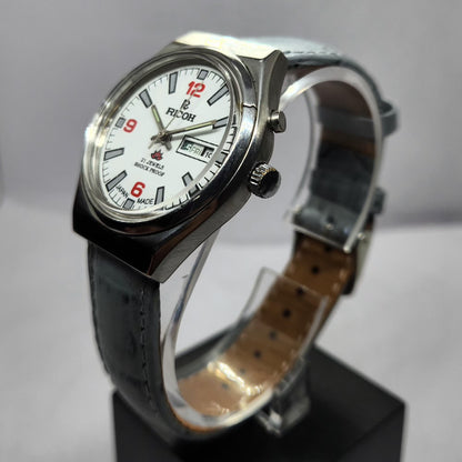 Vintage Ricoh R31 Automatic White Face New Strap 21 Jewels Day-Date Men's Wrist Watch R60