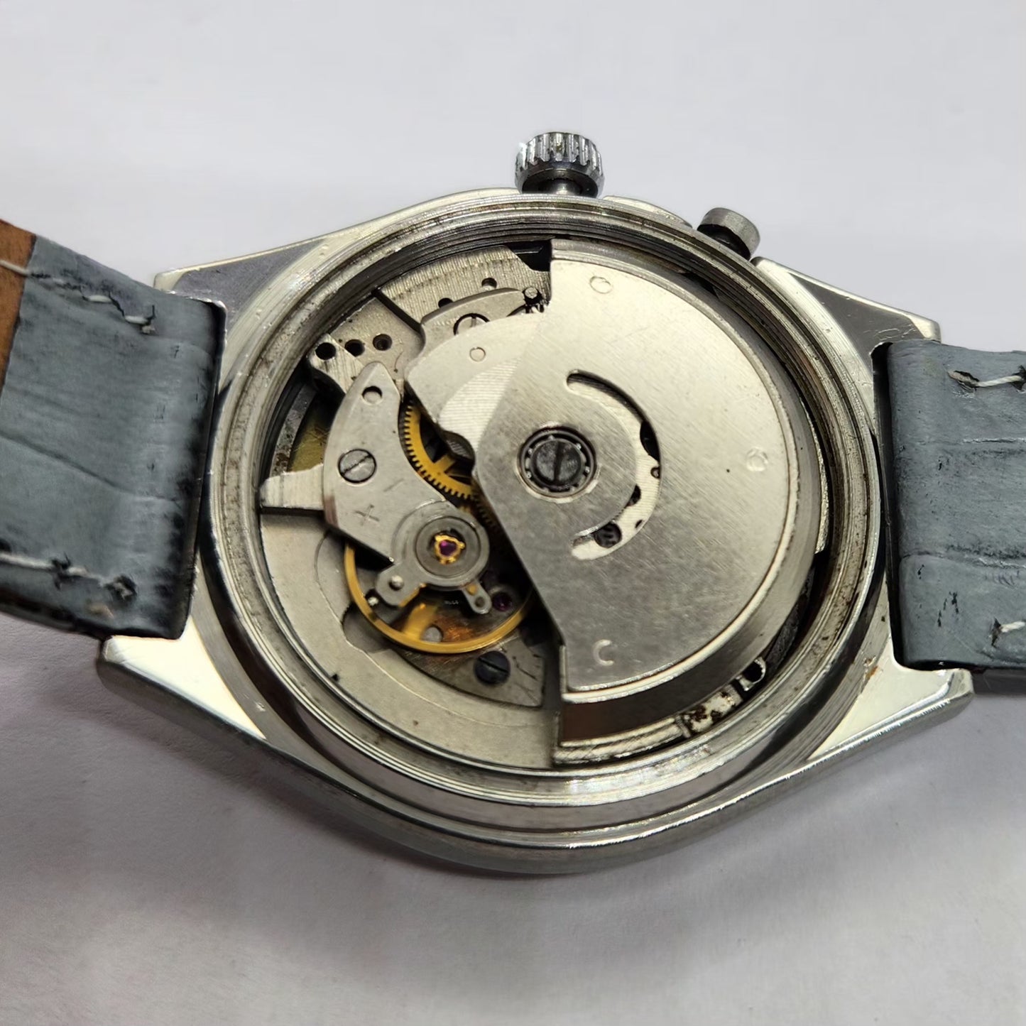 Vintage Ricoh R31 Automatic White Face New Strap 21 Jewels Day-Date Men's Wrist Watch R60