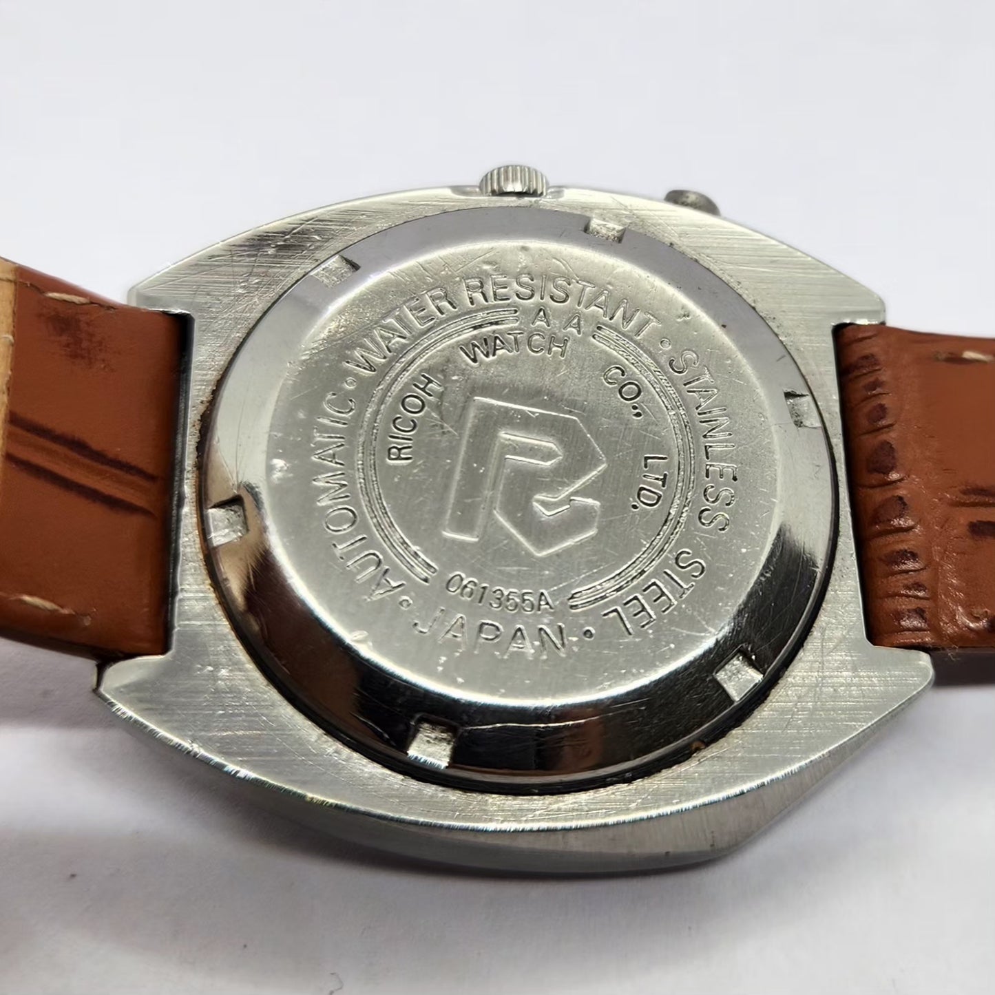 Vintage Ricoh R31 Automatic Green Face New Strap 21 Jewels Day-Date Men's Wrist Watch R61
