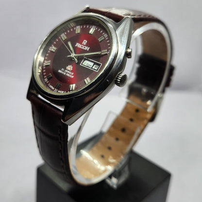 Vintage Ricoh R31 Automatic Red Face New Strap 21 Jewels Day-Date Men's Wrist Watch R62