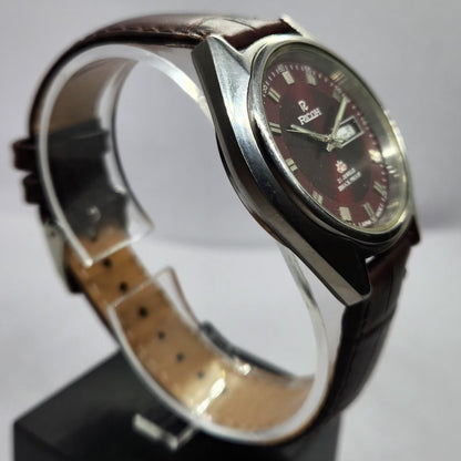 Vintage Ricoh R31 Automatic Red Face New Strap 21 Jewels Day-Date Men's Wrist Watch R62