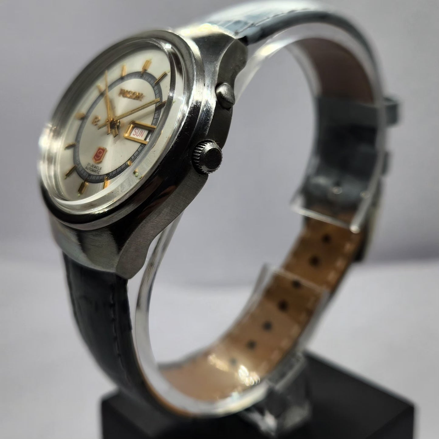 Vintage Ricoh R31 Automatic Green Face New Strap 21 Jewels Day-Date Men's Wrist Watch R63