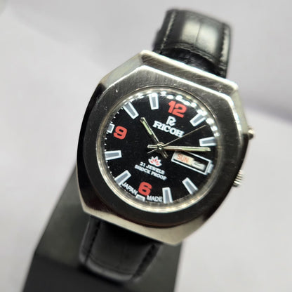 Vintage Ricoh R31 Automatic Black Face New Strap 21 Jewels Day-Date Men's Wrist Watch R64