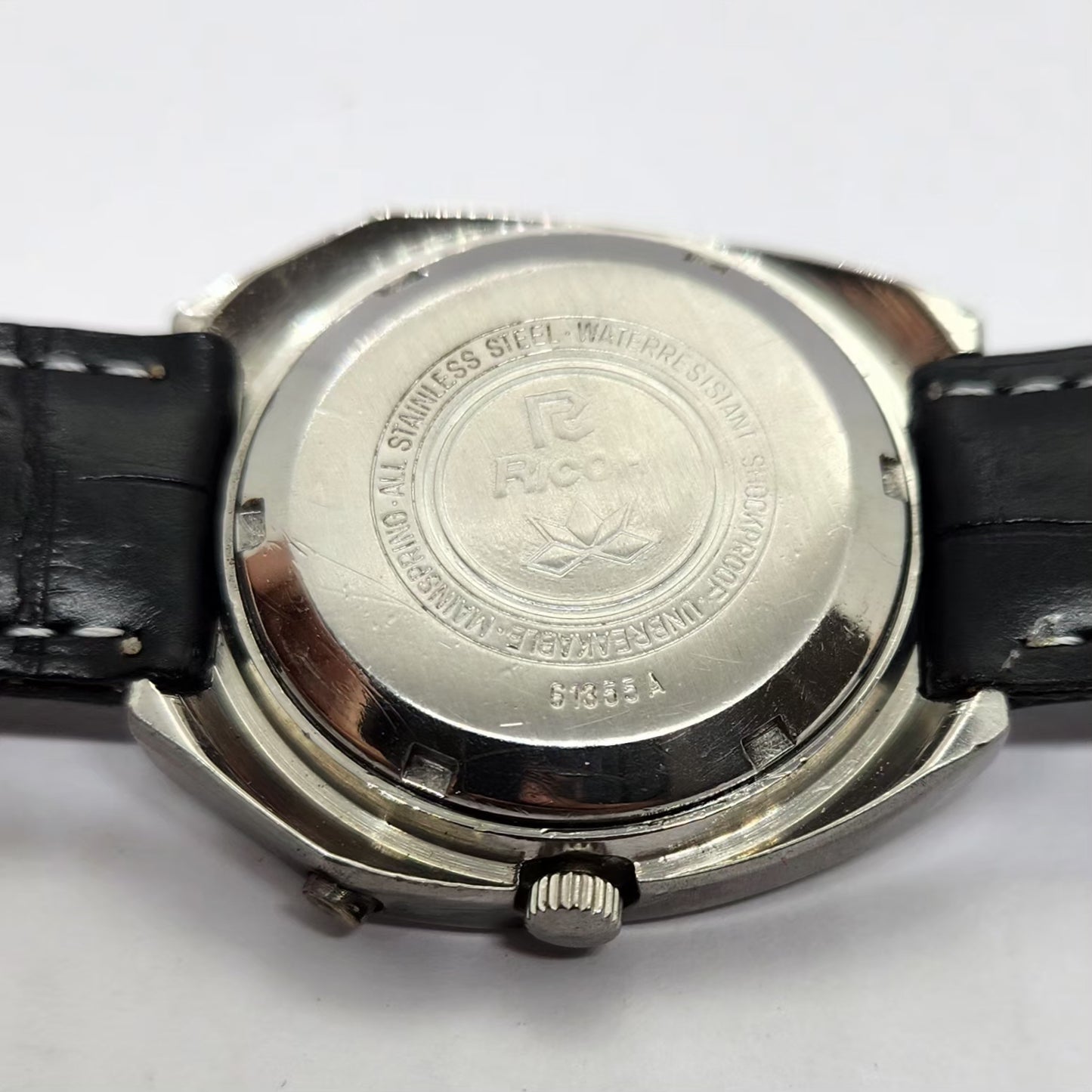 Vintage Ricoh R31 Automatic Black Face New Strap 21 Jewels Day-Date Men's Wrist Watch R64