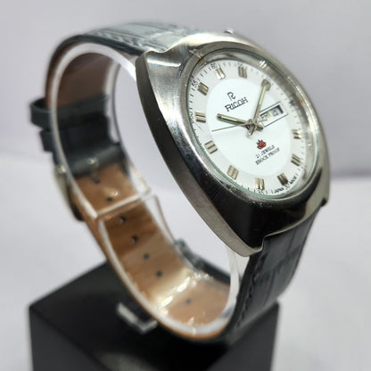 Vintage Ricoh R31 Automatic White Face New Strap 21 Jewels Day-Date Men's Wrist Watch R66