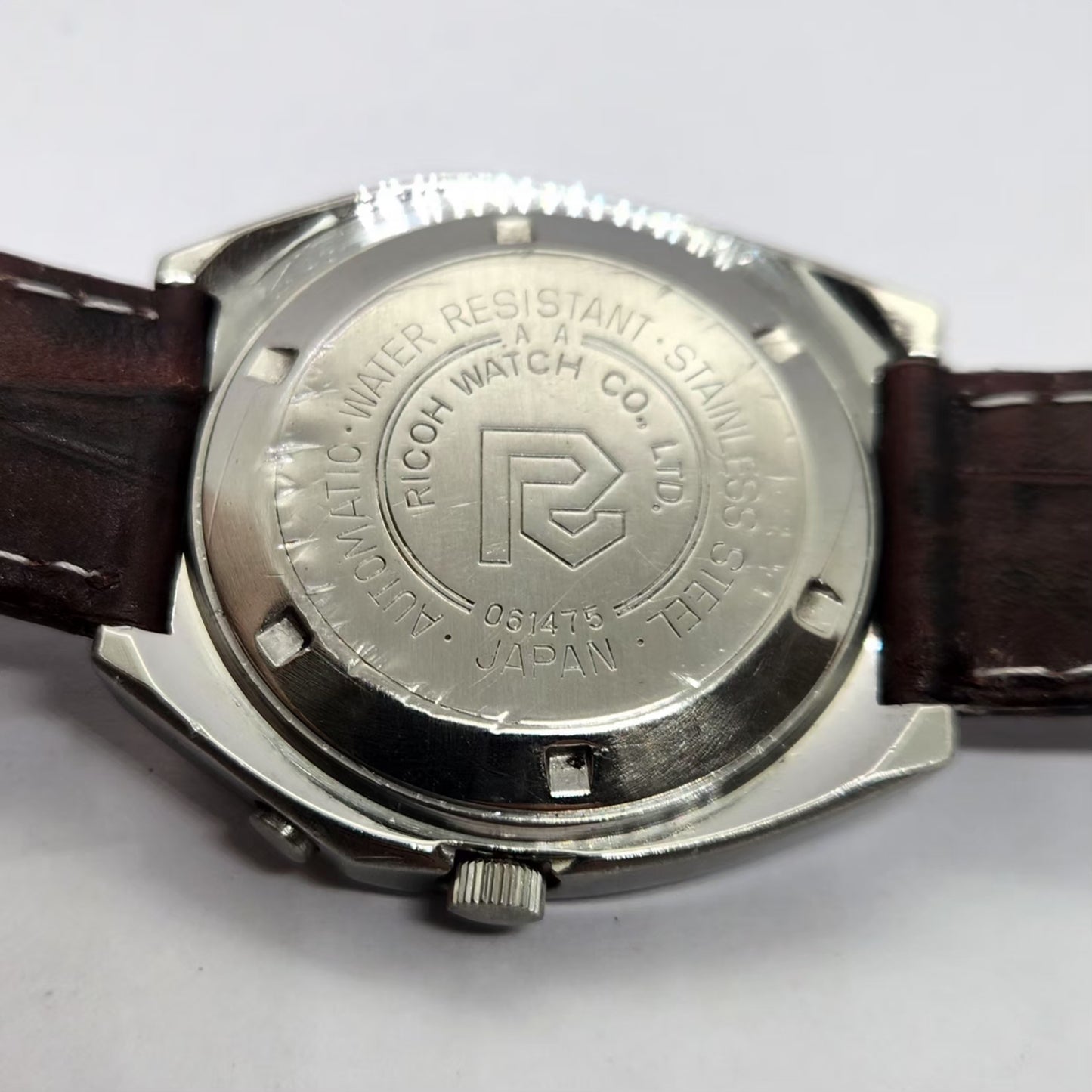 Vintage Ricoh R31 Automatic Blue Face New Strap 21 Jewels Day-Date Men's Wrist Watch R67