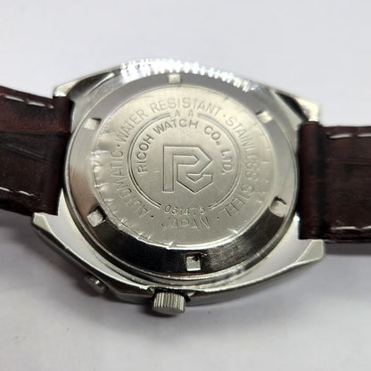 Vintage Ricoh R31 Automatic Blue Face New Strap 21 Jewels Day-Date Men's Wrist Watch R67