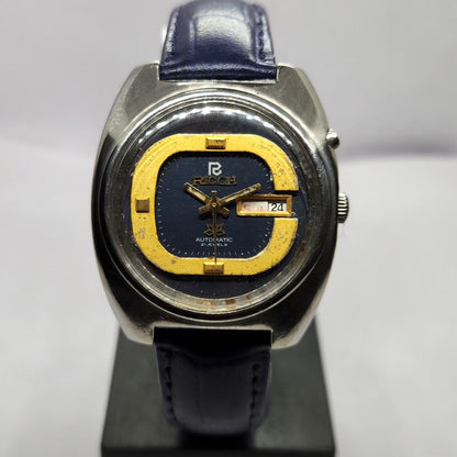 Vintage Ricoh R31 Automatic Blue Face New Strap 21 Jewels Day-Date Men's Wrist Watch R69