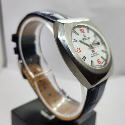 Vintage Ricoh R31 Automatic White Face New Strap 21 Jewels Day-Date Men's Wrist Watch R72