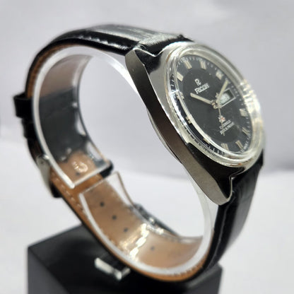 Vintage Ricoh R31 Automatic Black Face New Strap 21 Jewels Day-Date Men's Wrist Watch R81