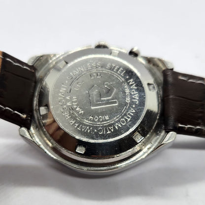 Vintage Ricoh R31 Automatic Blue Face New Strap 21 Jewels Day-Date Men's Wrist Watch R82