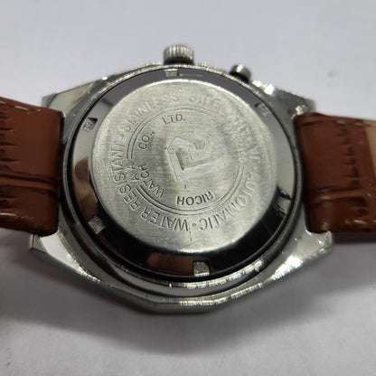 Vintage Ricoh R31 Automatic Green Face New Strap 21 Jewels Day-Date Men's Wrist Watch R85