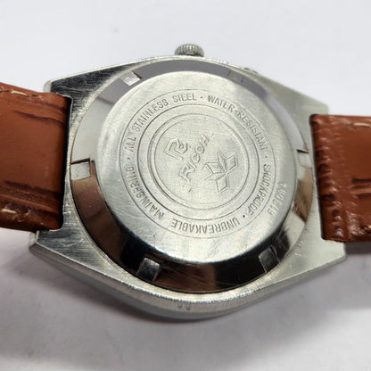 Vintage Ricoh R31 Automatic Black Face New Strap 21 Jewels Day-Date Men's Wrist Watch R88
