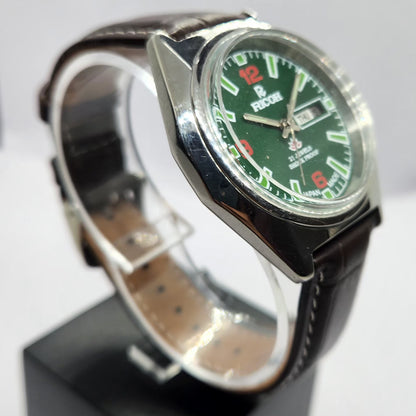 Vintage Ricoh R31 Automatic Green Face New Strap 21 Jewels Day-Date Men's Wrist Watch R90