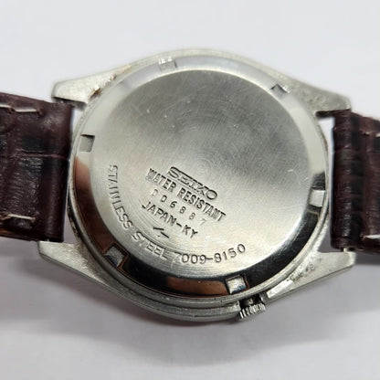 Vintage 1980 Original Seiko 5 Automatic 7009-8150 Gold Face 17 Jewels Day-Date Japanese Men's Wrist Watch SA01