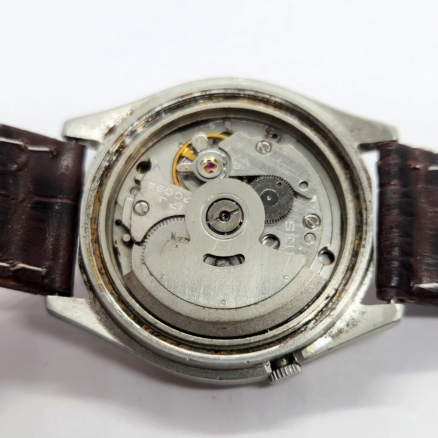 Vintage 1980 Original Seiko 5 Automatic 7009-8150 Gold Face 17 Jewels Day-Date Japanese Men's Wrist Watch SA01
