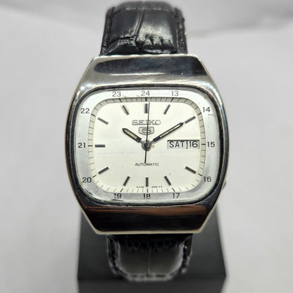 Vintage 1985 Original Seiko 5 Automatic 6309-532A White Face 17 Jewels Day-Date Japanese Men's Wrist Watch SA02