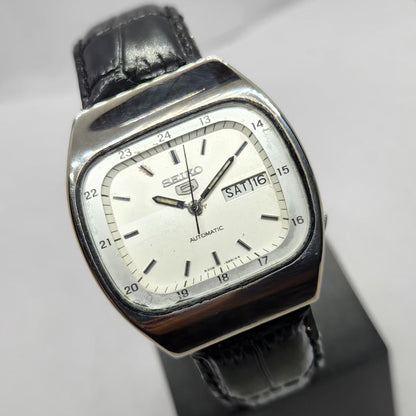 Vintage 1985 Original Seiko 5 Automatic 6309-532A White Face 17 Jewels Day-Date Japanese Men's Wrist Watch SA02