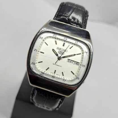 Vintage 1985 Original Seiko 5 Automatic 6309-532A White Face 17 Jewels Day-Date Japanese Men's Wrist Watch SA02