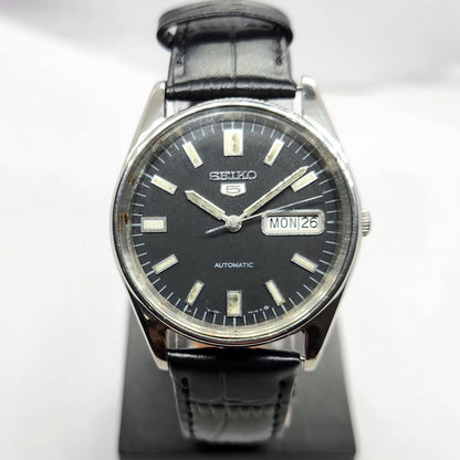 Vintage 1983 Original Seiko 5 Automatic 6309-8900 Black Face 17 Jewels Day-Date Japanese Men's Wrist Watch SA03