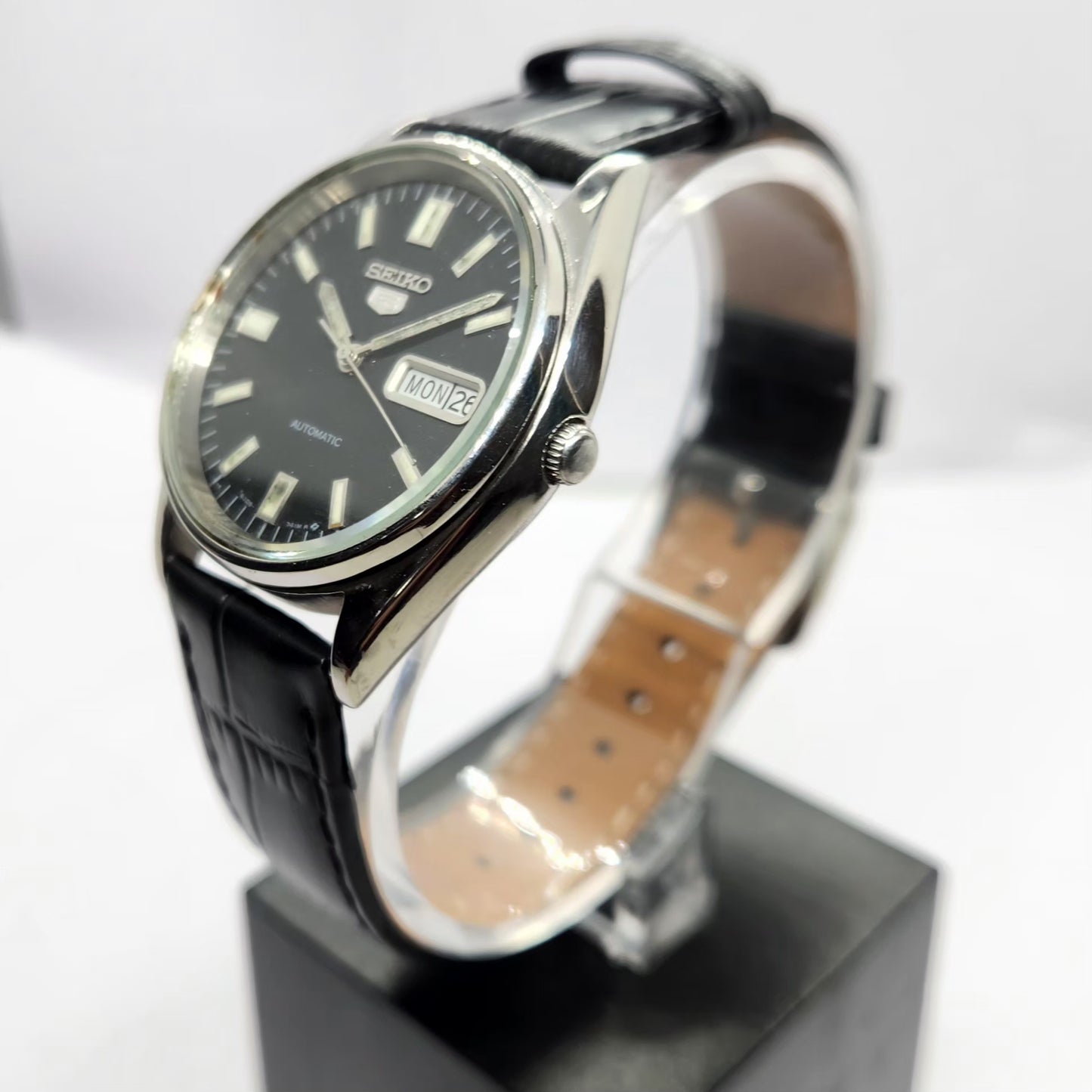 Vintage 1983 Original Seiko 5 Automatic 6309-8900 Black Face 17 Jewels Day-Date Japanese Men's Wrist Watch SA03
