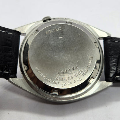 Vintage 1975 Original Seiko 5 Automatic 7019-8180 Grey Face 21 Jewels Day-Date Japanese Men's Wrist Watch SA06