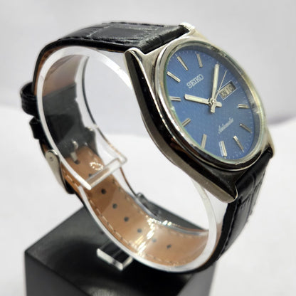Vintage 1982 Original Seiko 5 Automatic 7009-821J Blue Face 17 Jewels Day-Date Japanese Men's Wrist Watch SA08