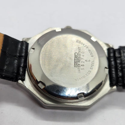 Vintage 1985 Original Seiko 5 Automatic 6309-5230 Black Face 17 Jewels Day-Date Japanese Men's Wrist Watch SA09