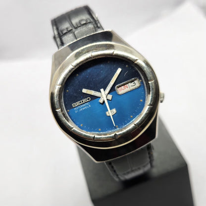 Vintage 1969 Original Seiko 5 Automatic 7019-5080 Black Face 21 Jewels Day-Date Japanese Men's Wrist Watch SA13