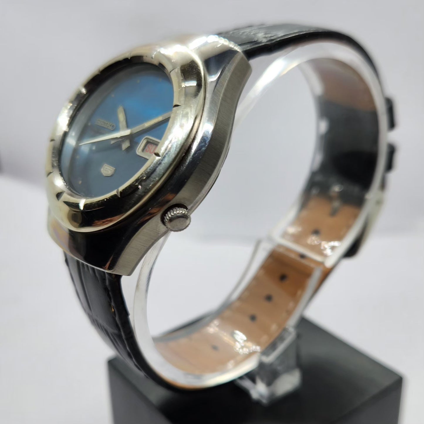 Vintage 1969 Original Seiko 5 Automatic 7019-5080 Black Face 21 Jewels Day-Date Japanese Men's Wrist Watch SA13