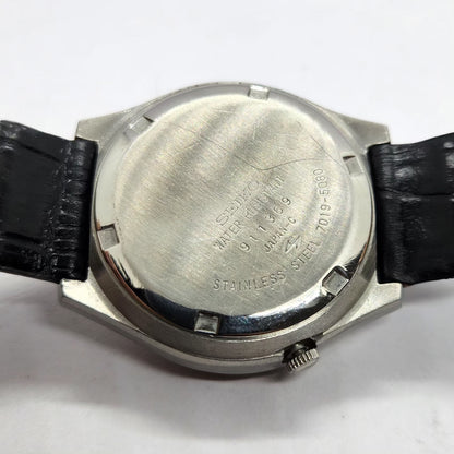 Vintage 1969 Original Seiko 5 Automatic 7019-5080 Black Face 21 Jewels Day-Date Japanese Men's Wrist Watch SA13