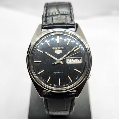 Vintage 1977 Original Seiko 5 Automatic 6319-7010 Black Face 21 Jewels Day-Date Japanese Men's Wrist Watch SA15