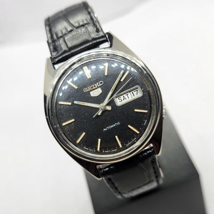 Vintage 1977 Original Seiko 5 Automatic 6319-7010 Black Face 21 Jewels Day-Date Japanese Men's Wrist Watch SA15