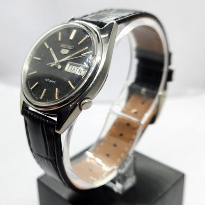 Vintage 1977 Original Seiko 5 Automatic 6319-7010 Black Face 21 Jewels Day-Date Japanese Men's Wrist Watch SA15