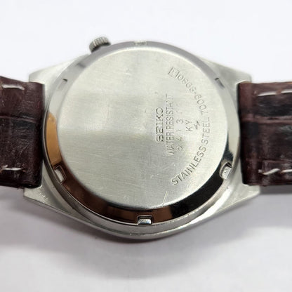 Vintage 1985 Original Seiko 5 Automatic 7009-8980 Cream Face 17 Jewels Day-Date Japanese Men's Wrist Watch SA17