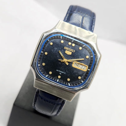 Vintage 1978 Original Seiko 5 Automatic 7009-8280 Blue Face 17 Jewels Day-Date Japanese Men's Wrist Watch SA18