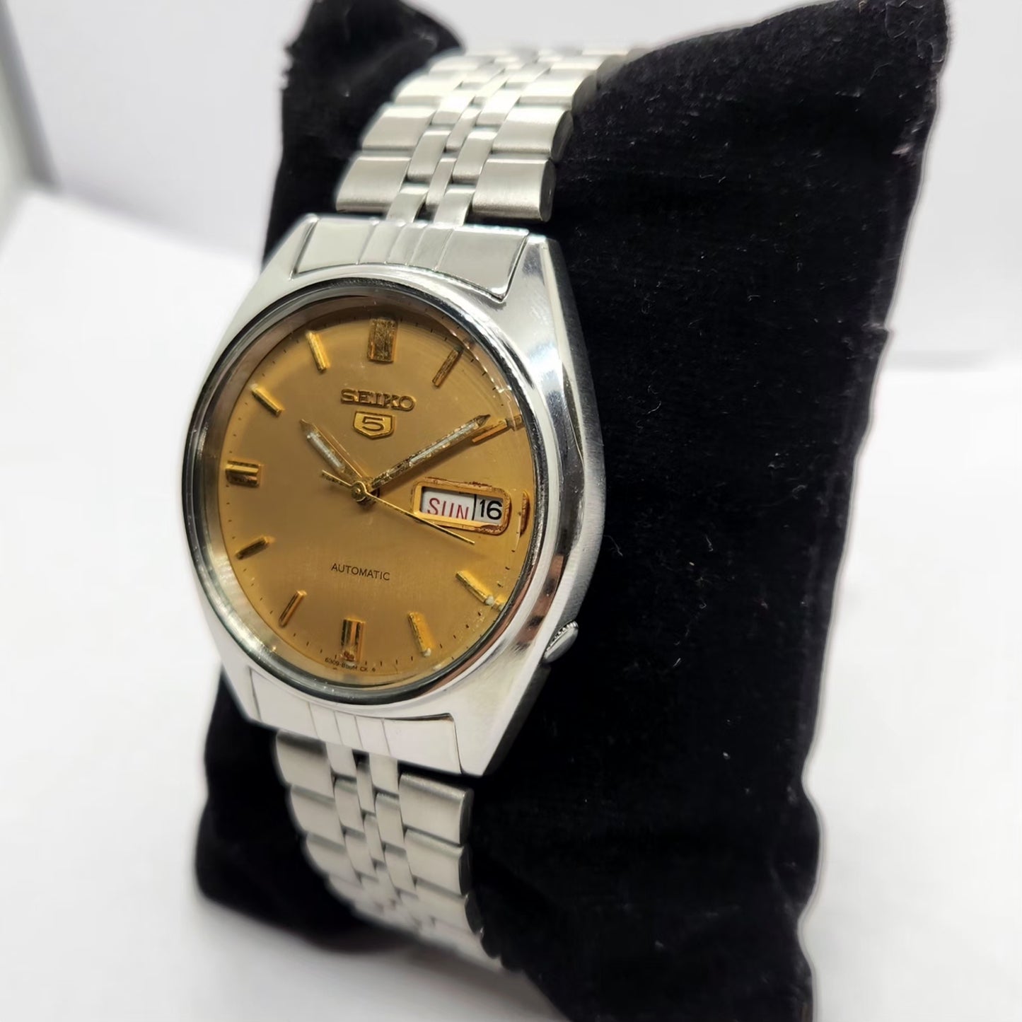 Vintage 1982 Original Seiko 5 Automatic 6309-8840 Gold Face 17 Jewels Day-Date Japanese Men's Wrist Watch SA23