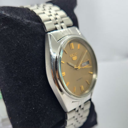 Vintage 1982 Original Seiko 5 Automatic 6309-8840 Gold Face 17 Jewels Day-Date Japanese Men's Wrist Watch SA23