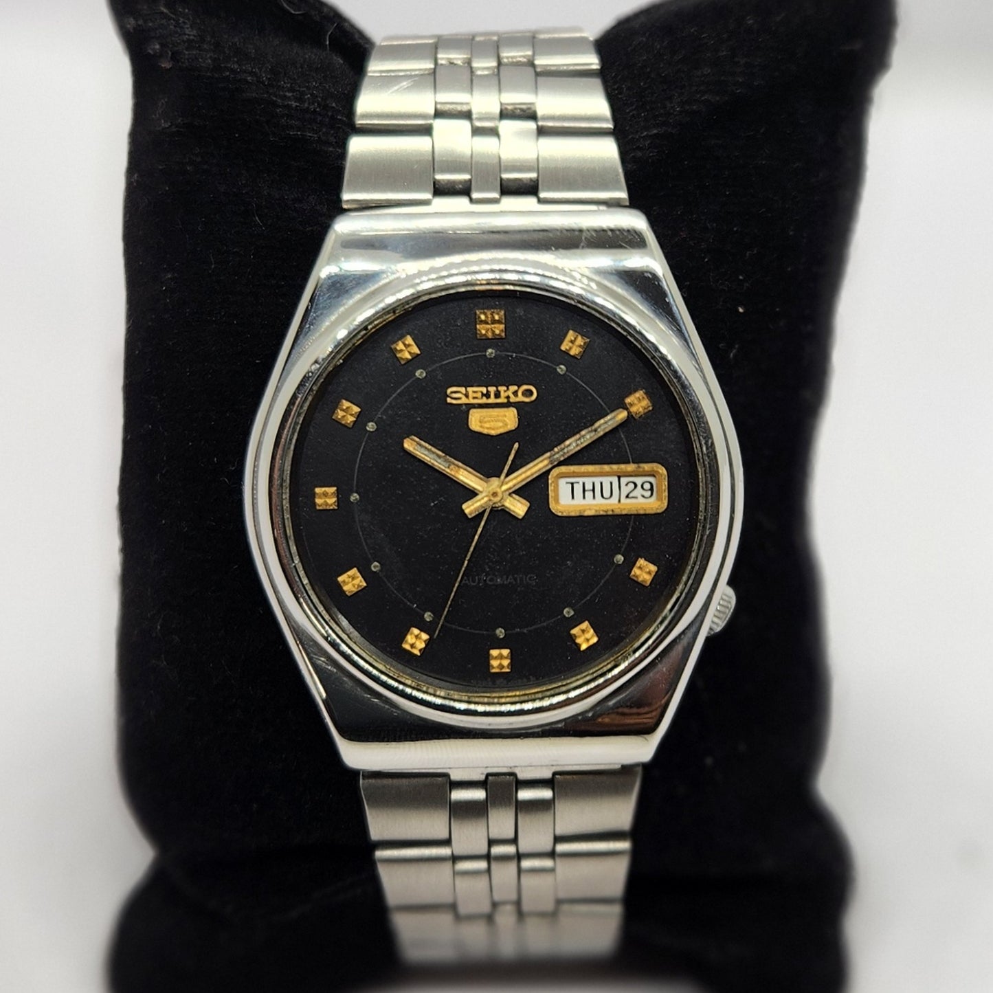 Vintage 1983 Original Seiko 5 Automatic 6309-8920 Black Face 17 Jewels Day-Date Japanese Men's Wrist Watch SA30