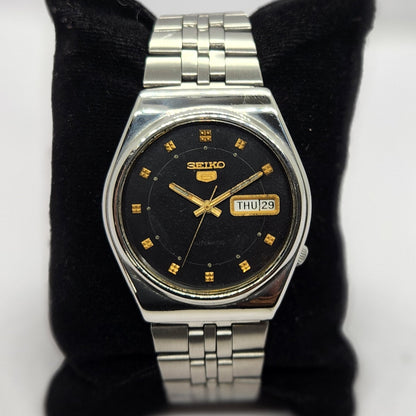 Vintage 1983 Original Seiko 5 Automatic 6309-8920 Black Face 17 Jewels Day-Date Japanese Men's Wrist Watch SA30